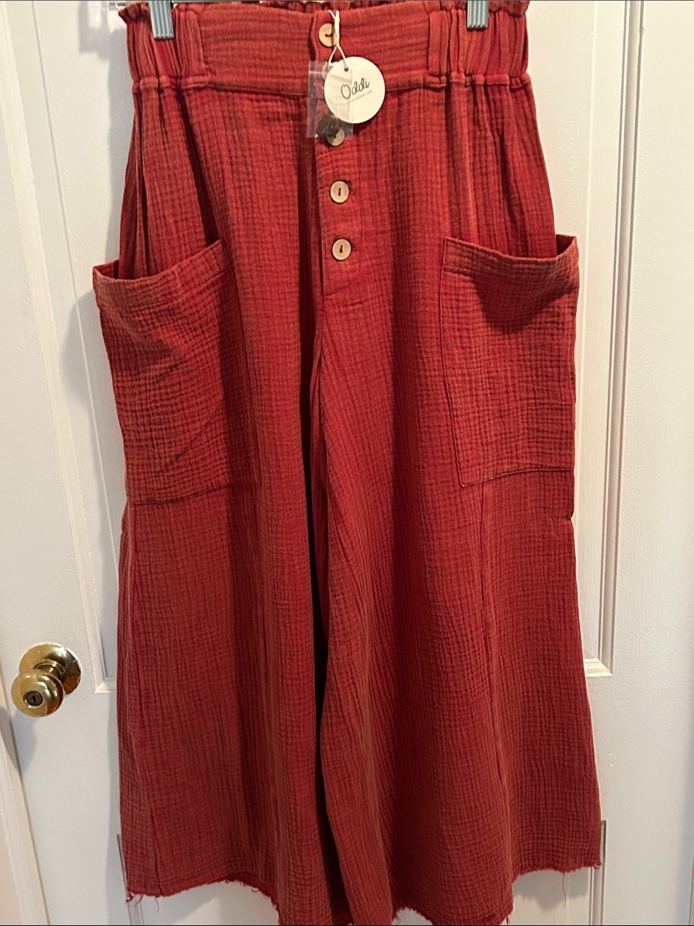 Oddi Rust Red Wide-Leg Utility Pants- NWT